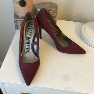 Maroon suede heels